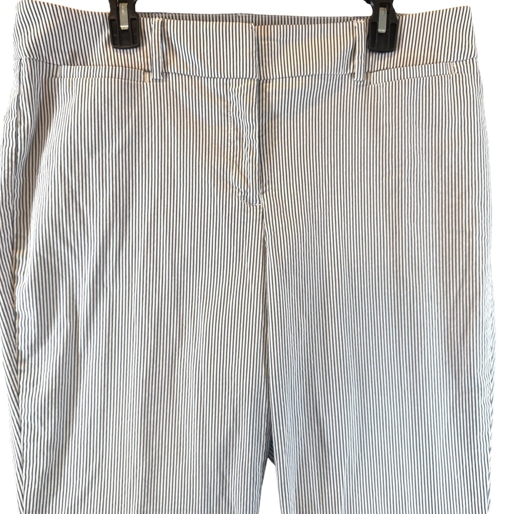 Ann Taylor Factory Pants 14 Striped Blue White Seersucker Crop Trousers‎ 493688